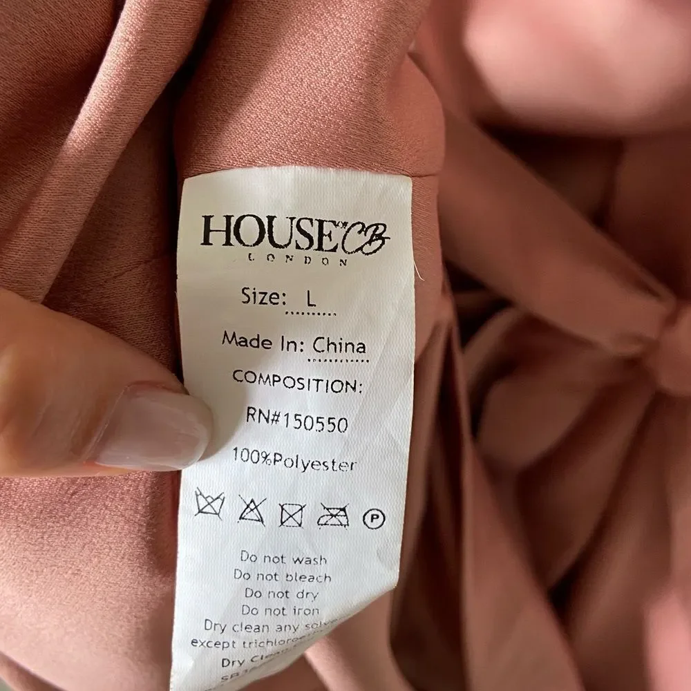House of cb Mena Mini Pink Champagne Dress Wrap Size L - Picture 9 of 10